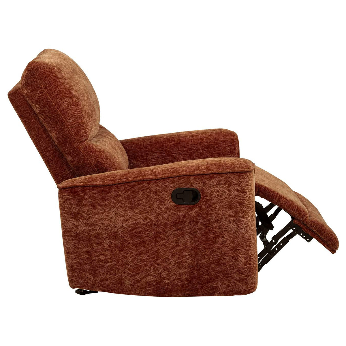 609576 Navarro Chenille Upholstered Glider Recliner Burnt Orange