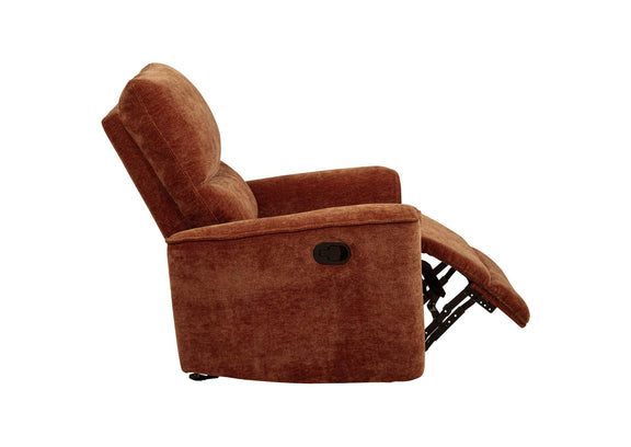609576 Navarro Chenille Upholstered Glider Recliner Burnt Orange