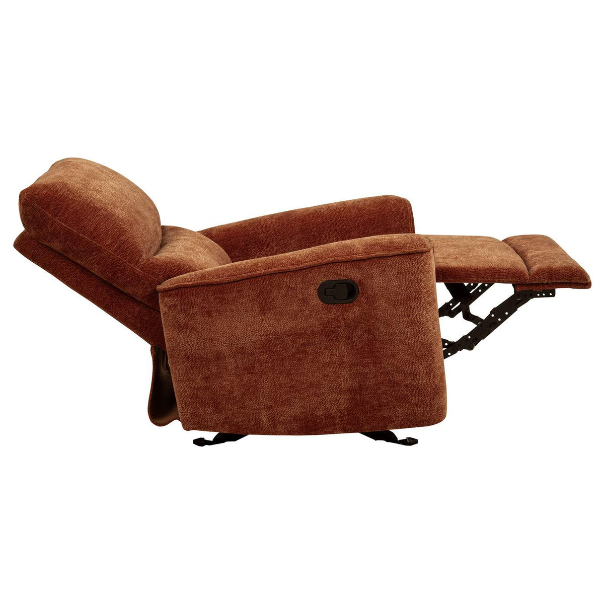 609576 Navarro Chenille Upholstered Glider Recliner Burnt Orange