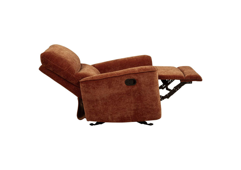 609576 Navarro Chenille Upholstered Glider Recliner Burnt Orange