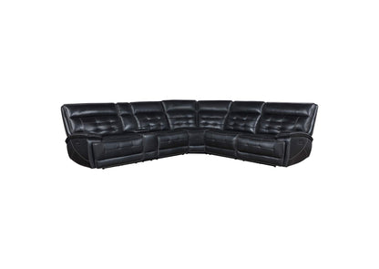 609610PP Hewitt Leather Dual Power Reclining Sectional Sofa Black