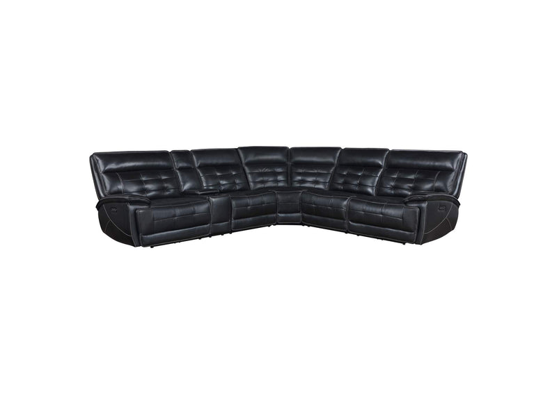 609610PP Hewitt Leather Dual Power Reclining Sectional Sofa Black