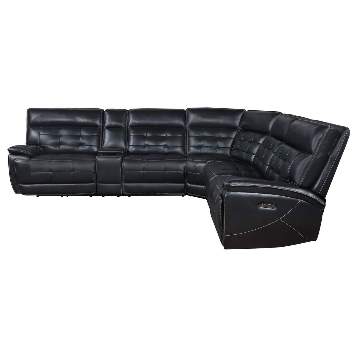 609610PP Hewitt Leather Dual Power Reclining Sectional Sofa Black
