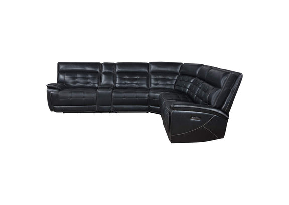 609610PP Hewitt Leather Dual Power Reclining Sectional Sofa Black