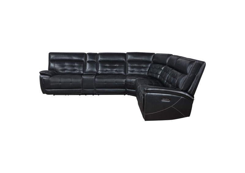 609610PP Hewitt Leather Dual Power Reclining Sectional Sofa Black