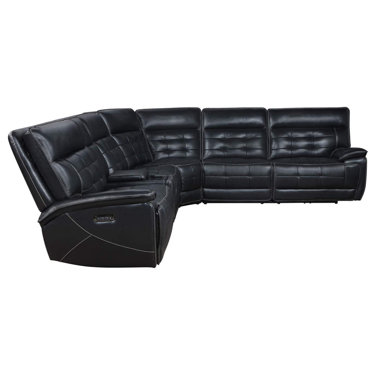 609610PP Hewitt Leather Dual Power Reclining Sectional Sofa Black
