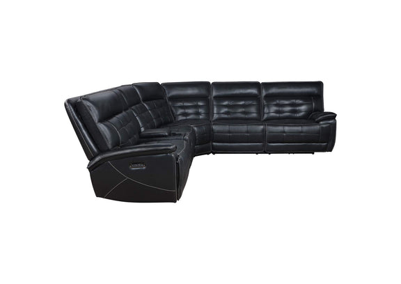 609610PP Hewitt Leather Dual Power Reclining Sectional Sofa Black