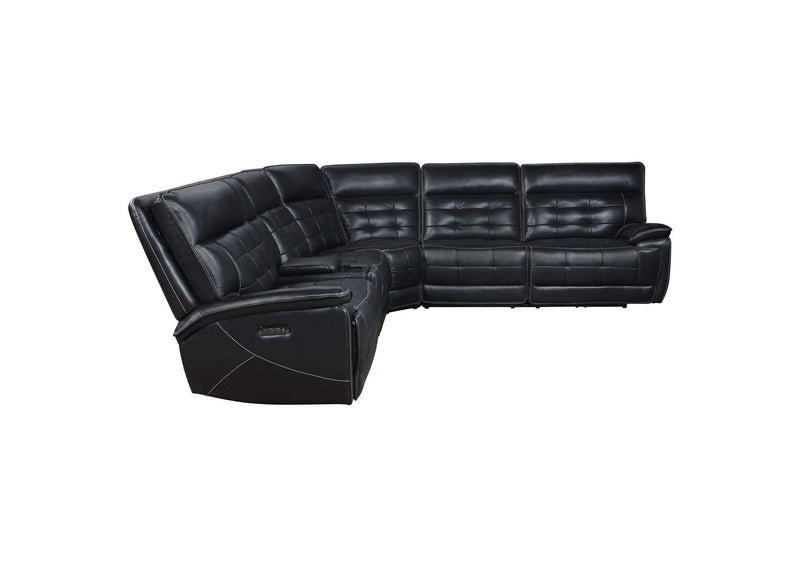 609610PP Hewitt Leather Dual Power Reclining Sectional Sofa Black