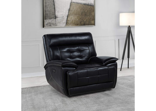 609613PP Hewitt Leather Upholstered Dual Power Recliner Chair Black