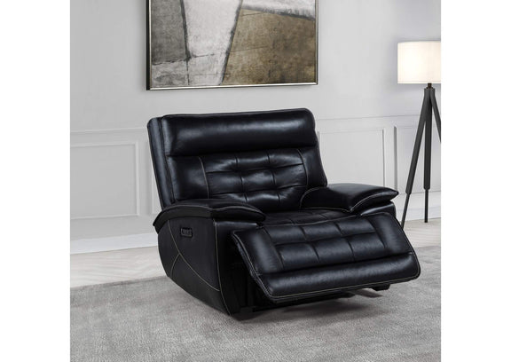 609613PP Hewitt Leather Upholstered Dual Power Recliner Chair Black