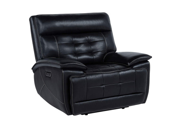 609613PP Hewitt Leather Upholstered Dual Power Recliner Chair Black