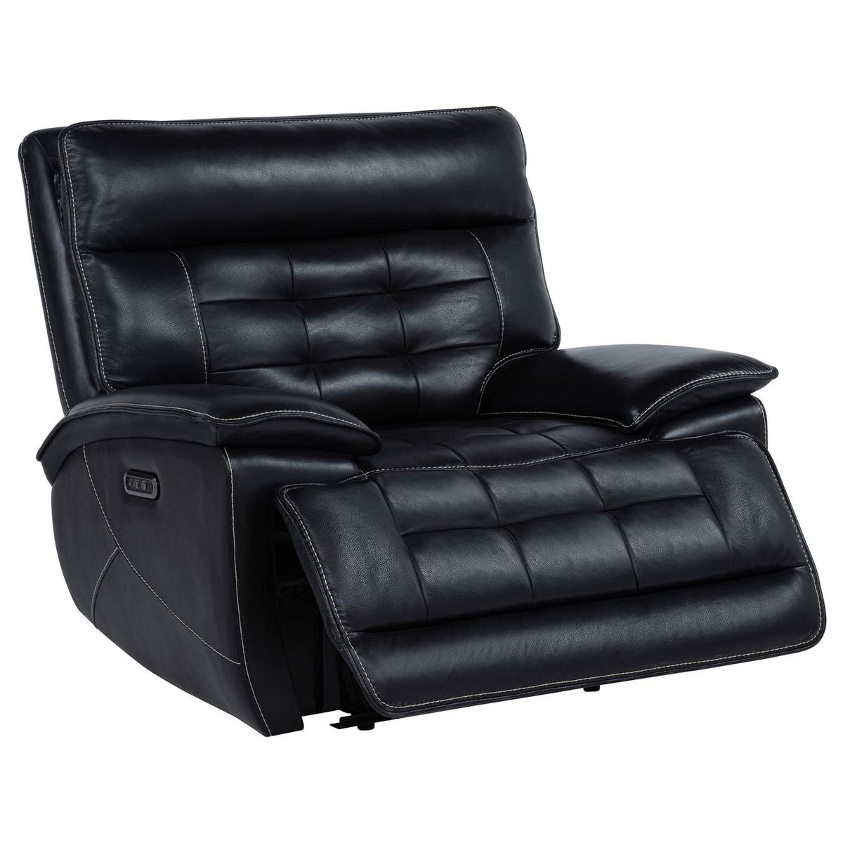 609613PP Hewitt Leather Upholstered Dual Power Recliner Chair Black