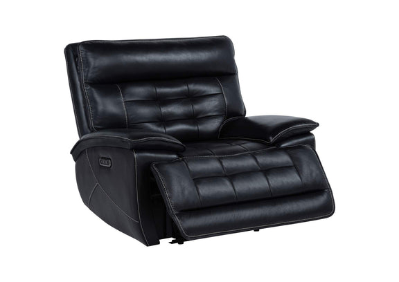 609613PP Hewitt Leather Upholstered Dual Power Recliner Chair Black