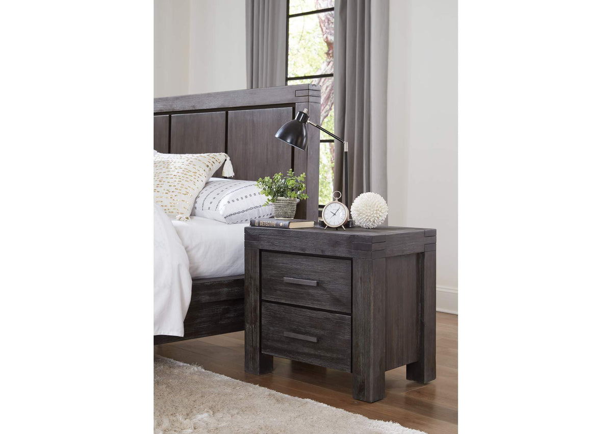 3FT381 Meadow Solid Wood Two Drawer Nightstand In Graphite