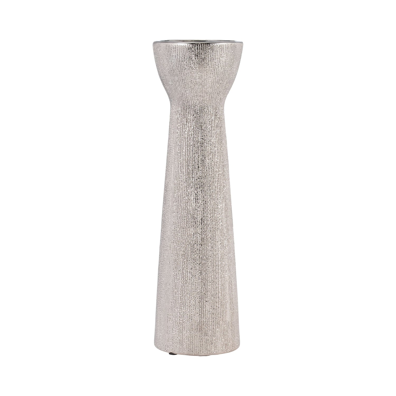 Ceramic Bead Candle Holder 14" - Silver