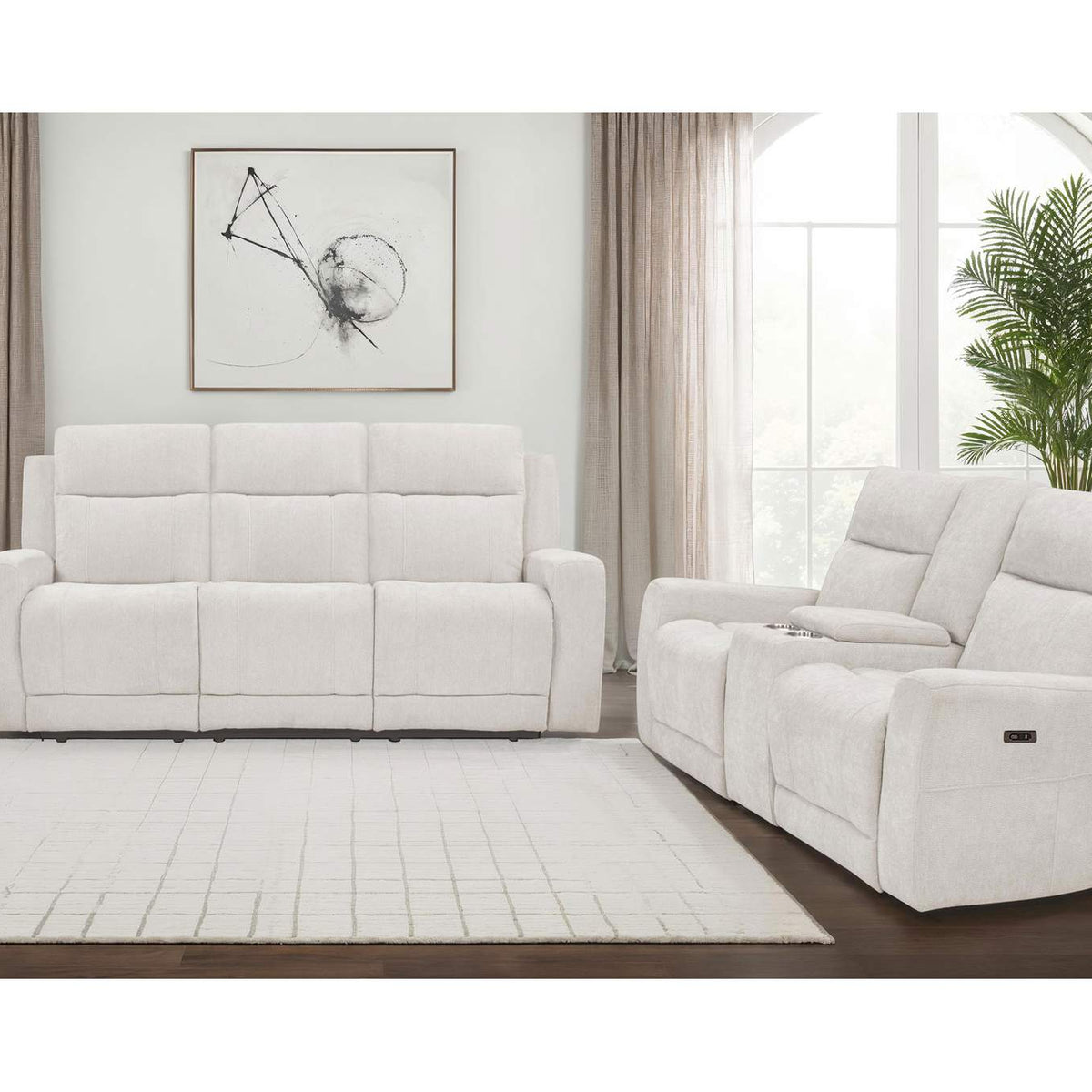 610151P-S2 Kennett 2-piece Chenille Power Reclining Sofa Set Ivory
