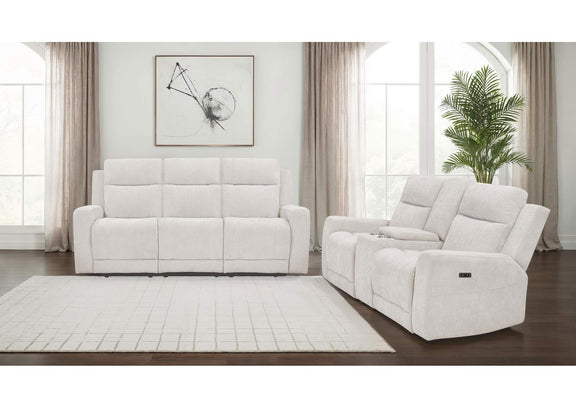 610151P-S2 Kennett 2-piece Chenille Power Reclining Sofa Set Ivory