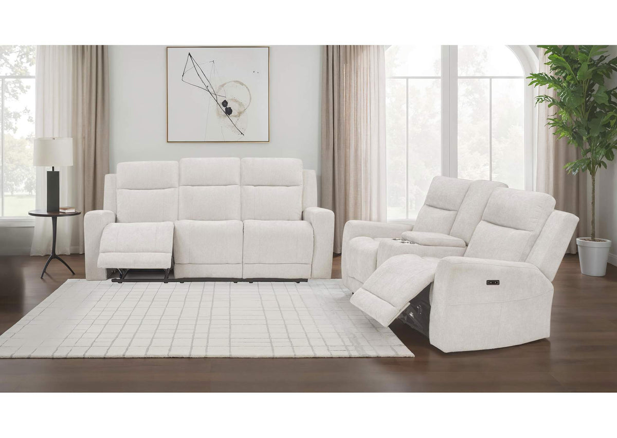 610151P-S2 Kennett 2-piece Chenille Power Reclining Sofa Set Ivory
