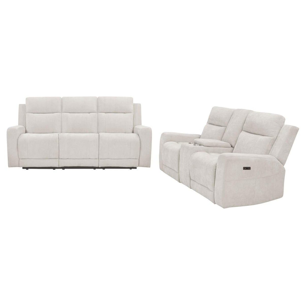 610151P-S2 Kennett 2-piece Chenille Power Reclining Sofa Set Ivory