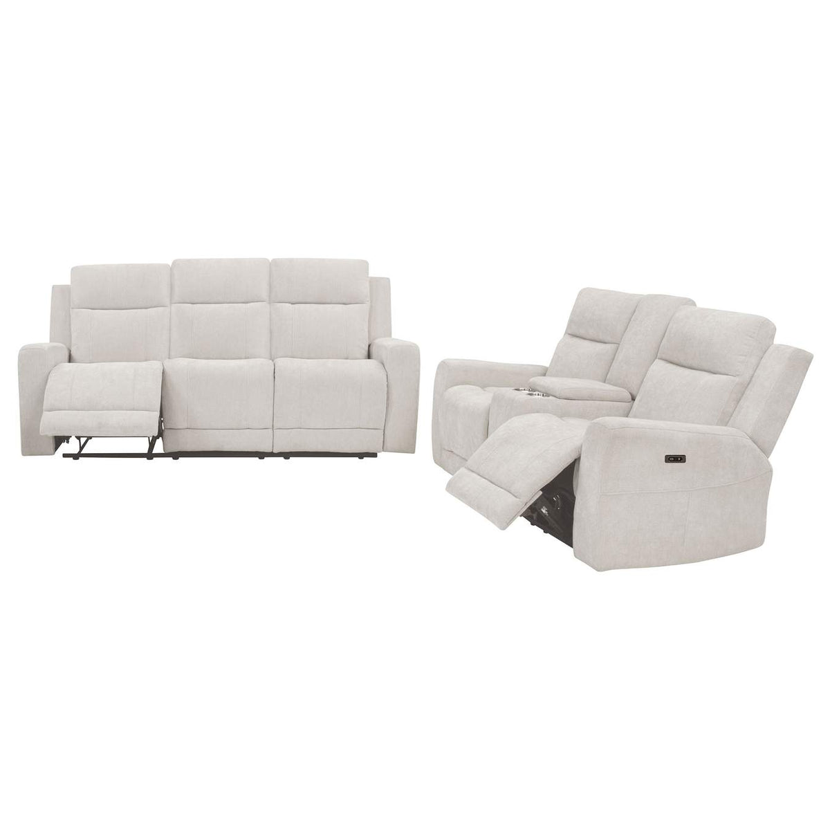 610151P-S2 Kennett 2-piece Chenille Power Reclining Sofa Set Ivory