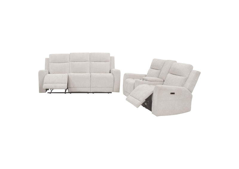 610151P-S2 Kennett 2-piece Chenille Power Reclining Sofa Set Ivory
