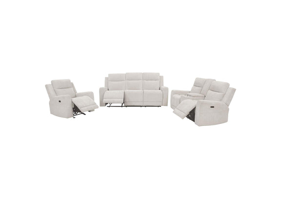 610151P-S3 Kennett 3-piece Chenille Power Reclining Sofa Set Ivory
