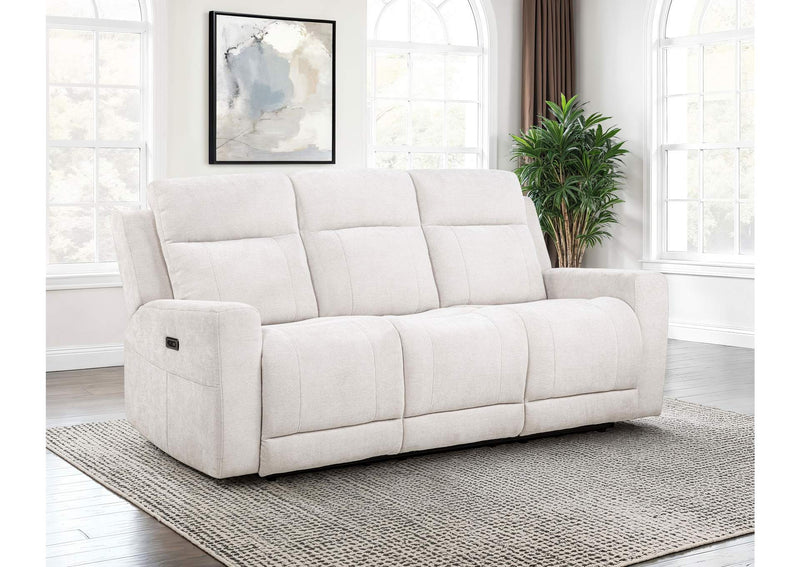 610151P Kennett Chenille Upholstered Power Reclining Sofa Ivory