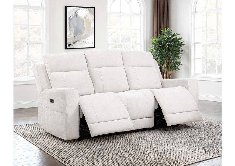 610151P Kennett Chenille Upholstered Power Reclining Sofa Ivory