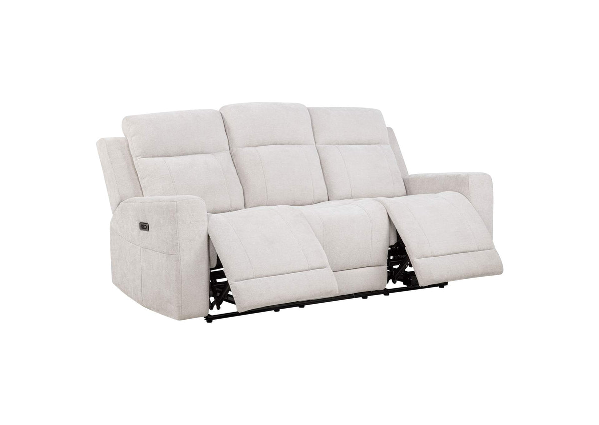 610151P Kennett Chenille Upholstered Power Reclining Sofa Ivory