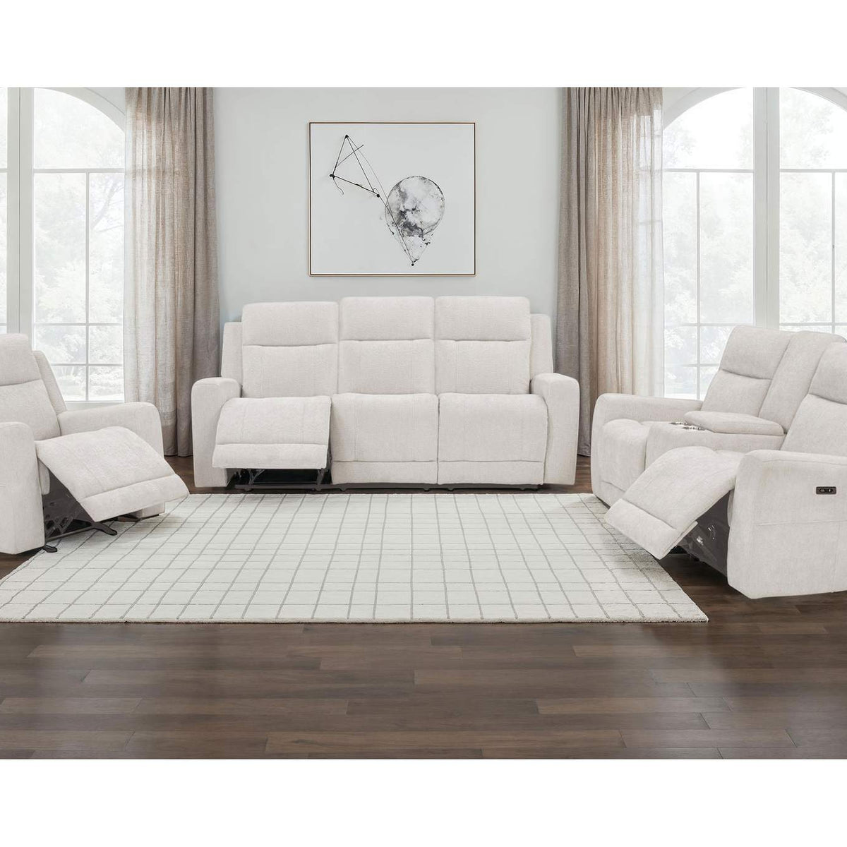 610151P Kennett Chenille Upholstered Power Reclining Sofa Ivory