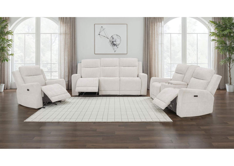 610151P Kennett Chenille Upholstered Power Reclining Sofa Ivory