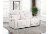 610152P Kennett Chenille Upholstered Power Reclining Loveseat Ivory