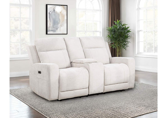 610152P Kennett Chenille Upholstered Power Reclining Loveseat Ivory