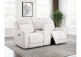 610152P Kennett Chenille Upholstered Power Reclining Loveseat Ivory