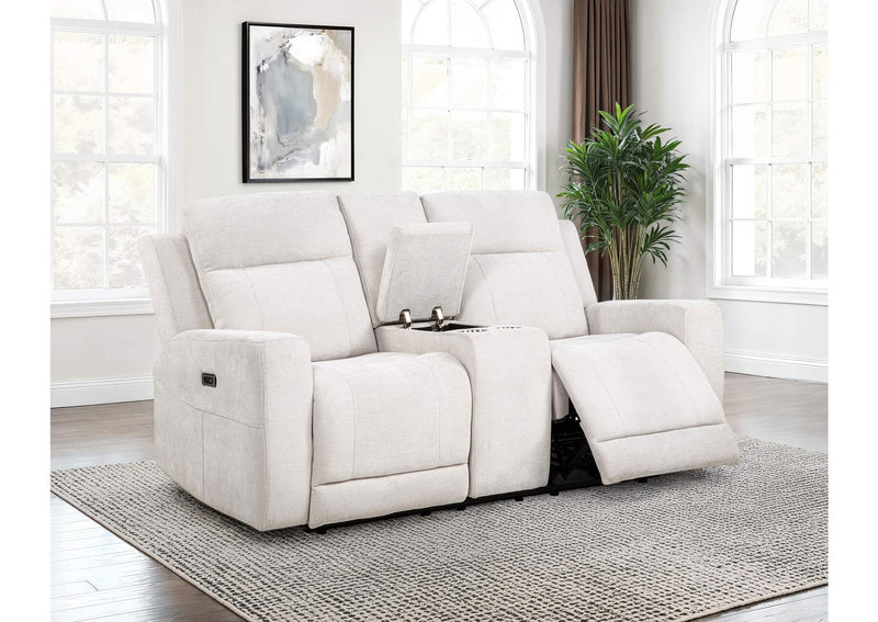 610152P Kennett Chenille Upholstered Power Reclining Loveseat Ivory