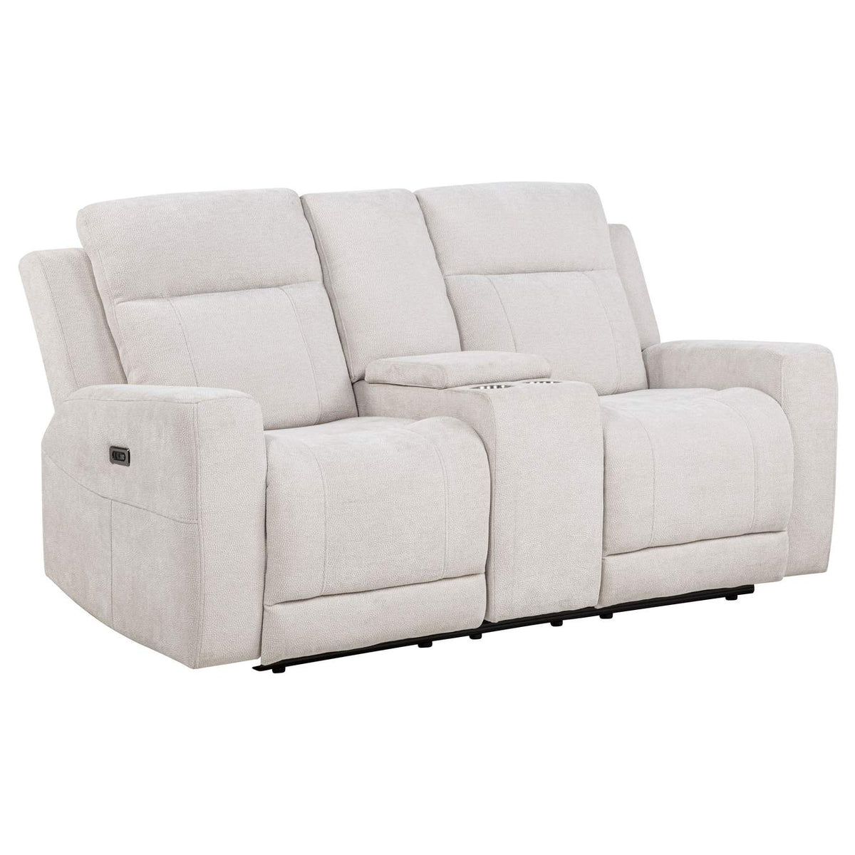 610152P Kennett Chenille Upholstered Power Reclining Loveseat Ivory