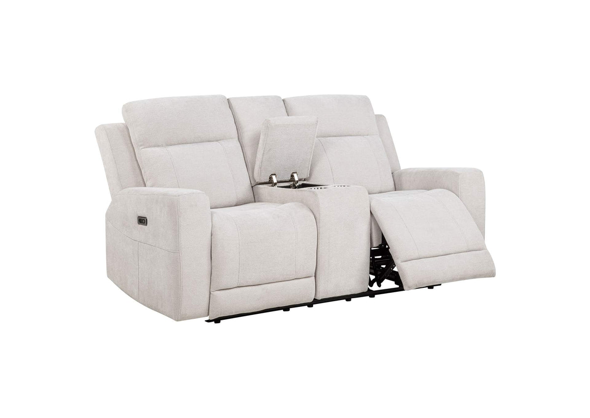 610152P Kennett Chenille Upholstered Power Reclining Loveseat Ivory