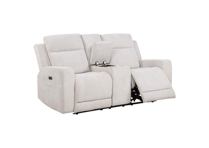 610152P Kennett Chenille Upholstered Power Reclining Loveseat Ivory