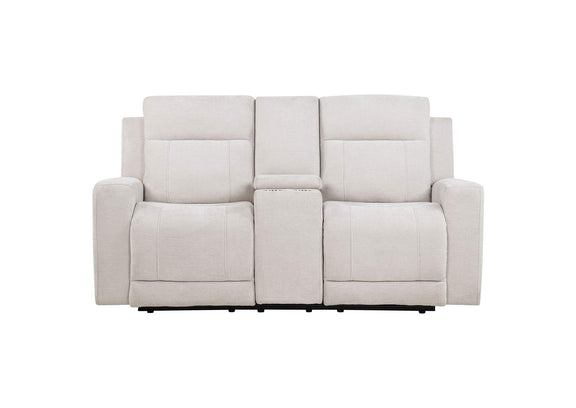 610152P Kennett Chenille Upholstered Power Reclining Loveseat Ivory