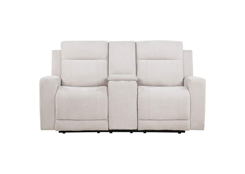 610152P Kennett Chenille Upholstered Power Reclining Loveseat Ivory