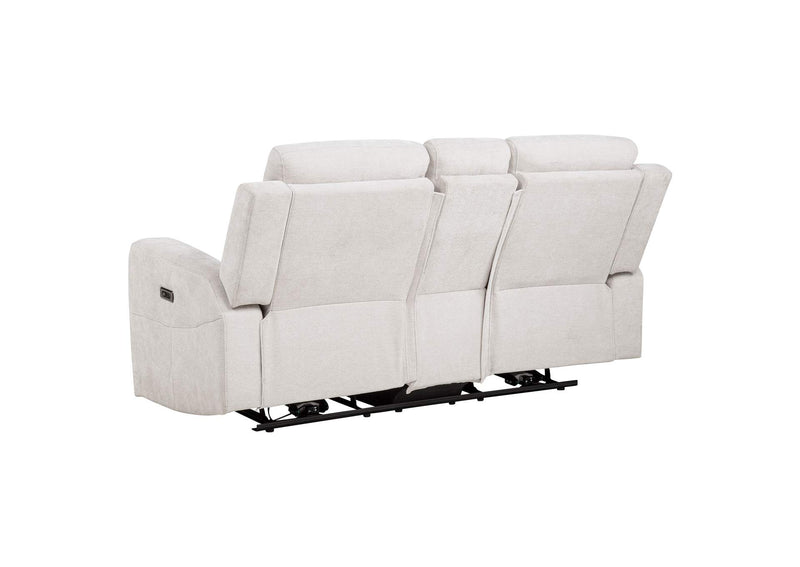 610152P Kennett Chenille Upholstered Power Reclining Loveseat Ivory