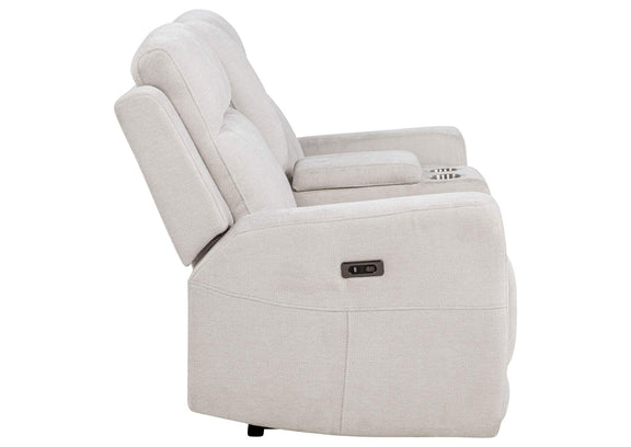 610152P Kennett Chenille Upholstered Power Reclining Loveseat Ivory