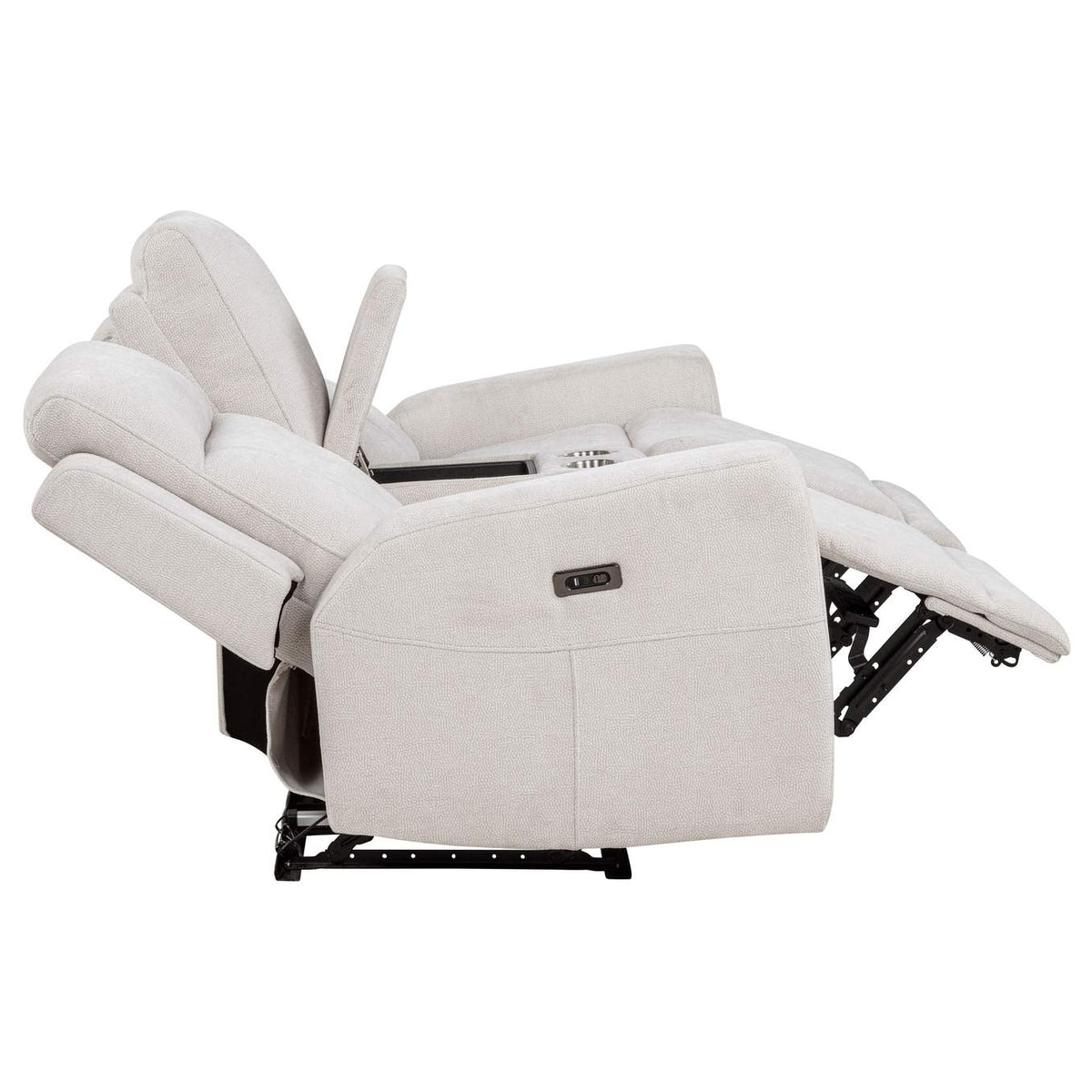 610152P Kennett Chenille Upholstered Power Reclining Loveseat Ivory