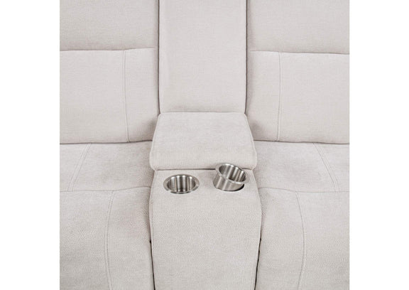 610152P Kennett Chenille Upholstered Power Reclining Loveseat Ivory