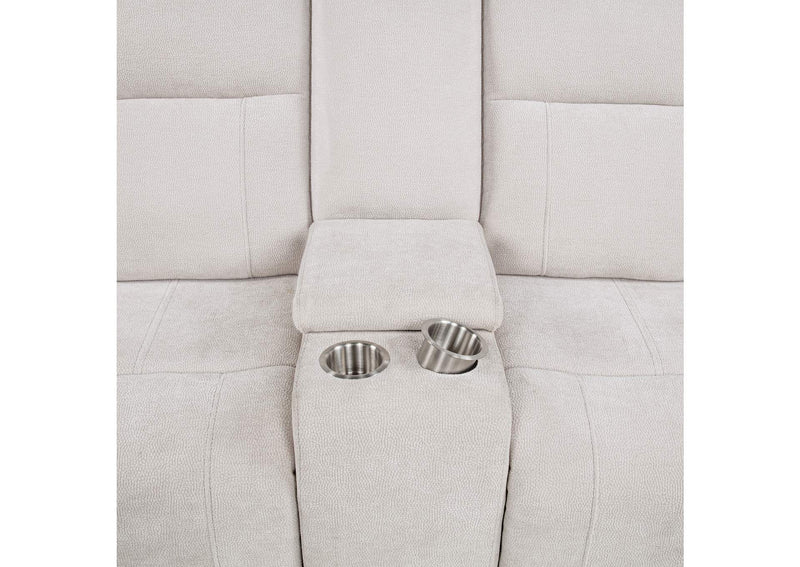 610152P Kennett Chenille Upholstered Power Reclining Loveseat Ivory