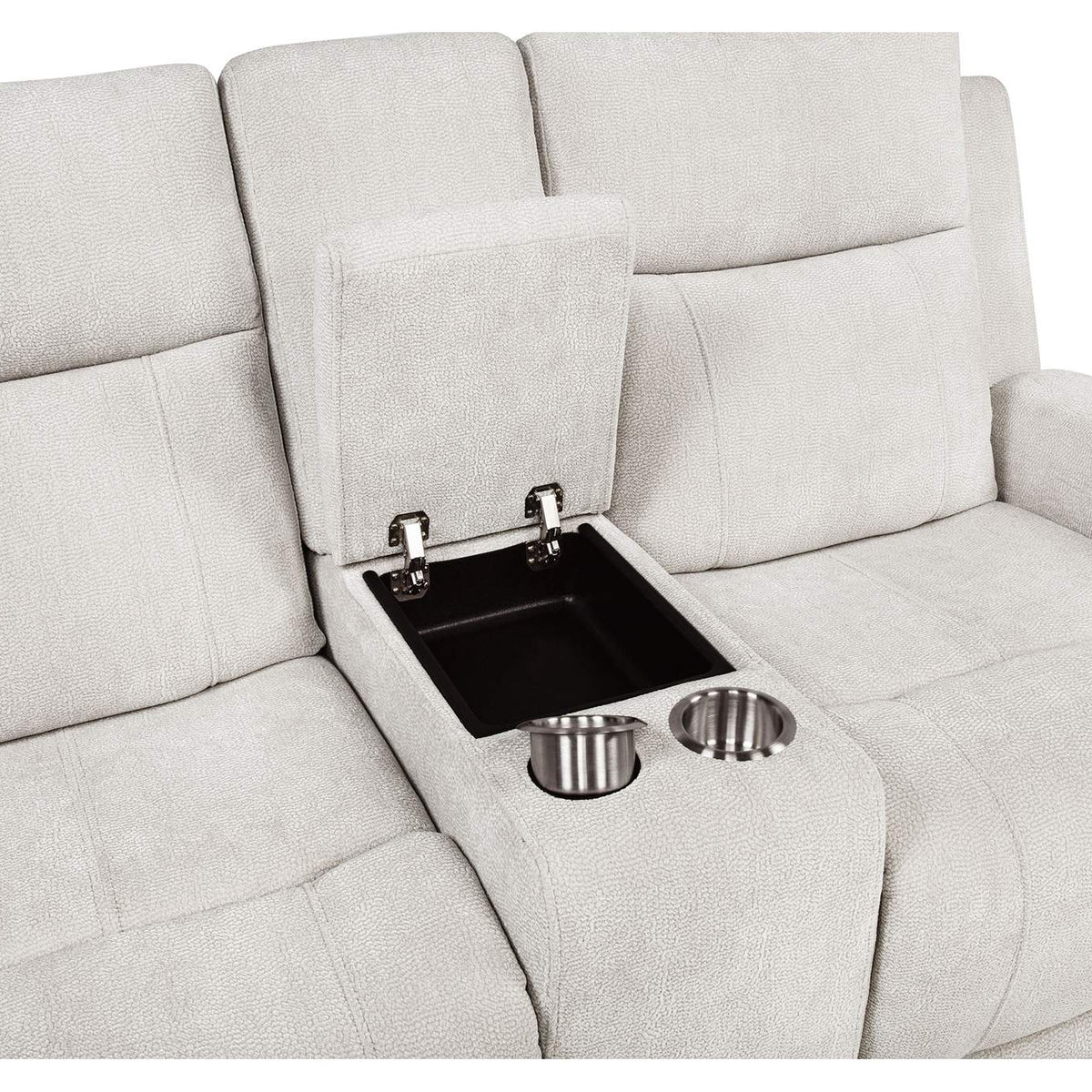 610152P Kennett Chenille Upholstered Power Reclining Loveseat Ivory