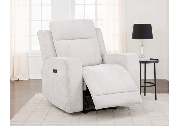 610153P Kennett Chenille Upholstered Power Recliner Chair Ivory