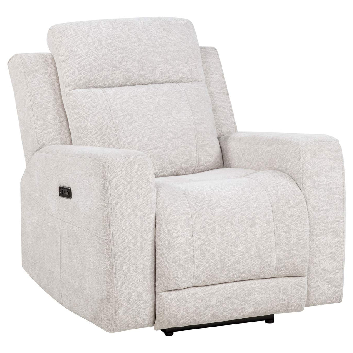 610153P Kennett Chenille Upholstered Power Recliner Chair Ivory