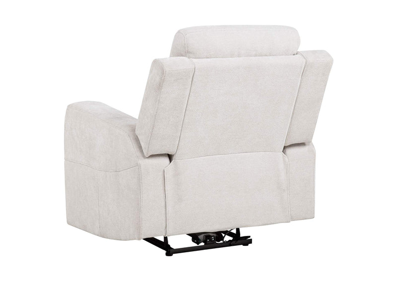 610153P Kennett Chenille Upholstered Power Recliner Chair Ivory