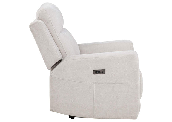 610153P Kennett Chenille Upholstered Power Recliner Chair Ivory